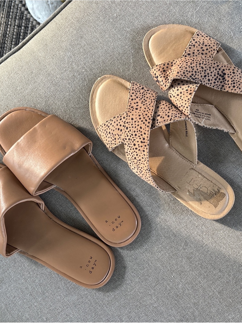 wild fable Women's Two-Pair Slide & Crossover Sandal Set in Tan and Cheetah